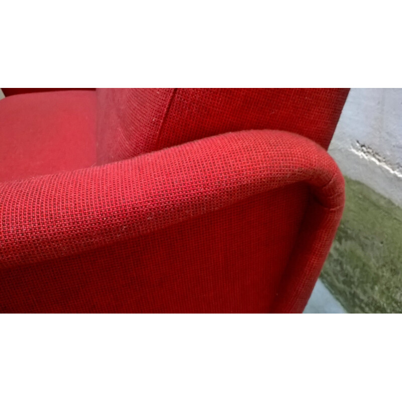 Italian 3-seater red sofa - 1960s