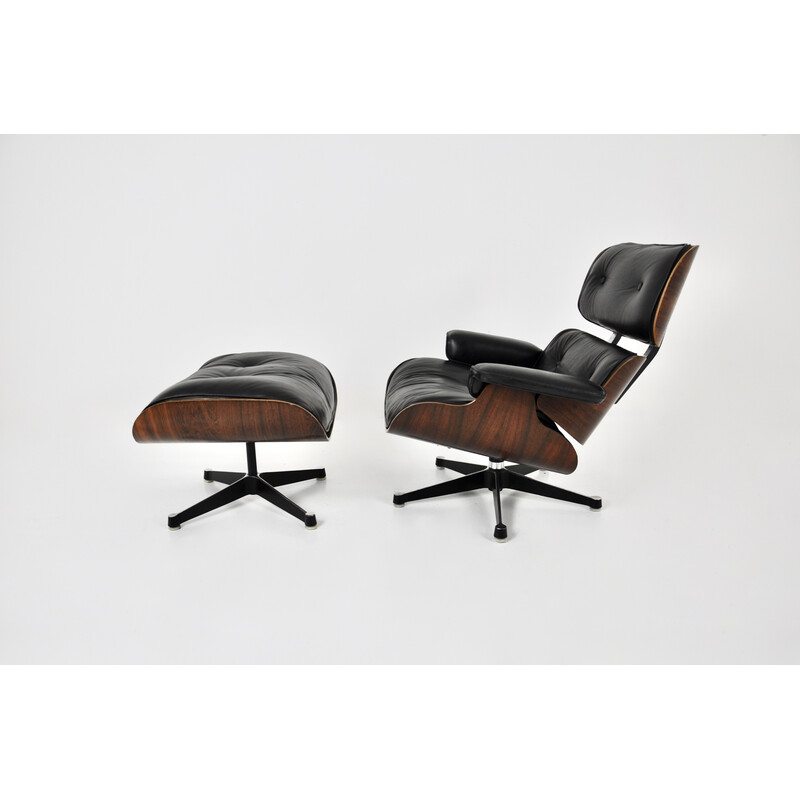 Vintage Sessel mit Ottoman von Charles und Ray Eames für Herman Miller, 1970