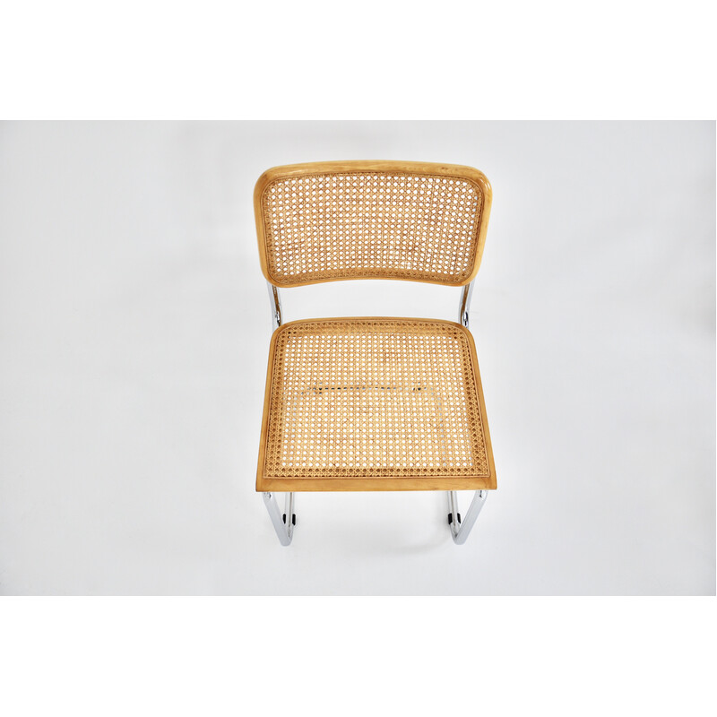 Set of 10 vintage wood and rattan chairs