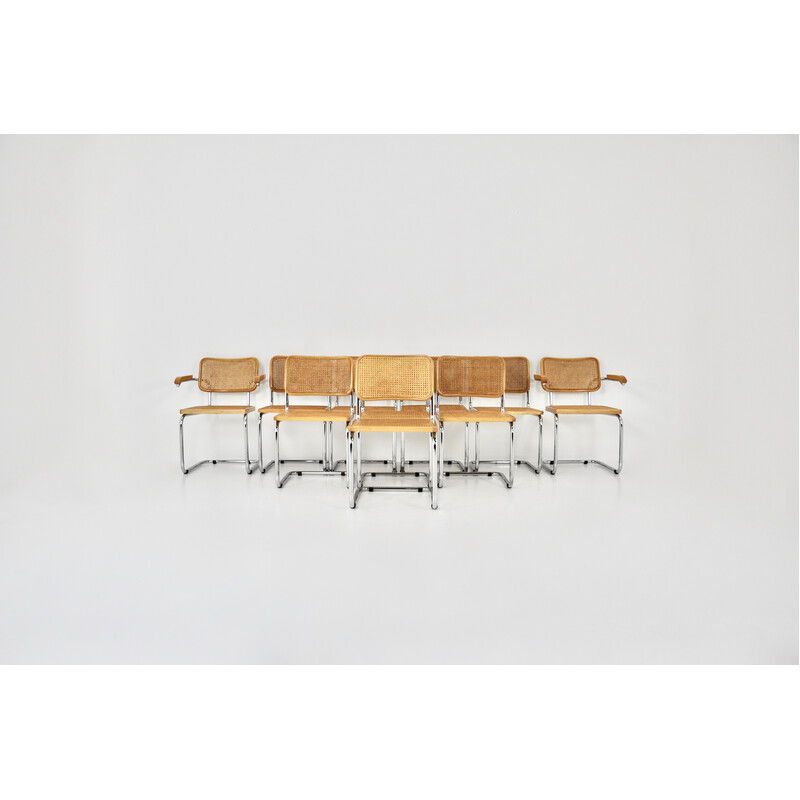 Set aus 10 Vintage-Stühlen aus Holz und Rattan