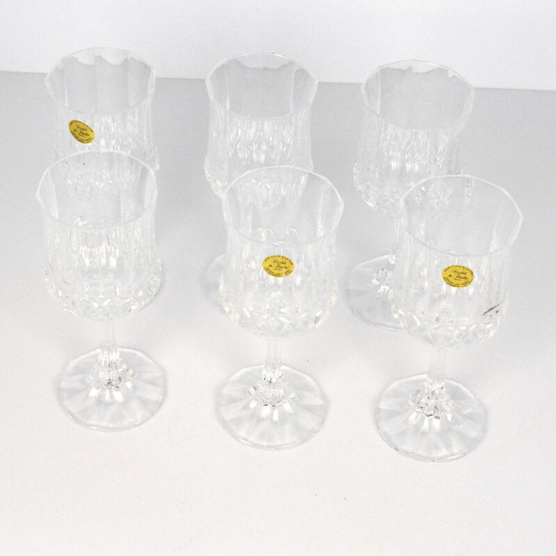 Set di 6 bicchieri da vino vintage in cristal de Flandre, Francia anni '80