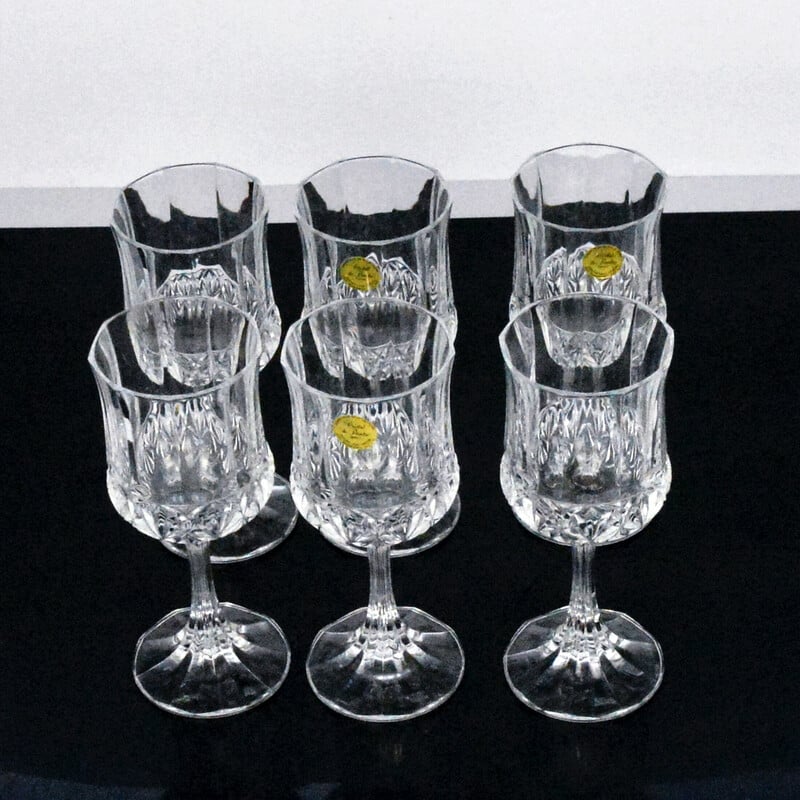 Set di 6 bicchieri da vino vintage in cristal de Flandre, Francia anni '80