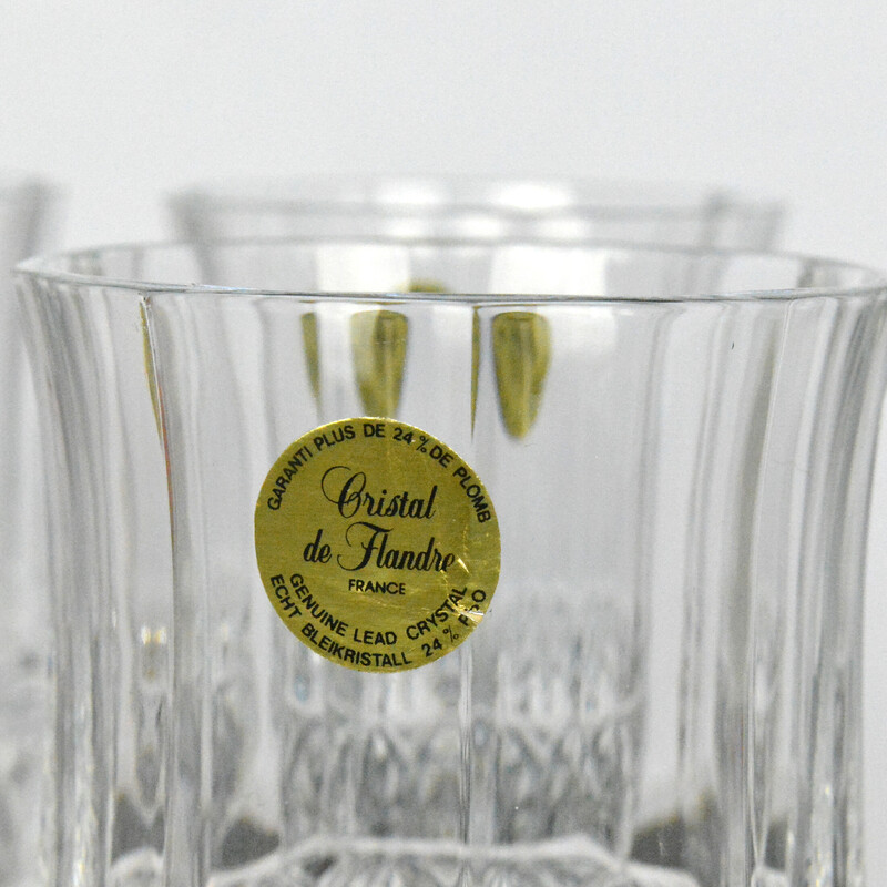 Juego de 6 copas de vino vintage en cristal de Flandre, Francia años 80