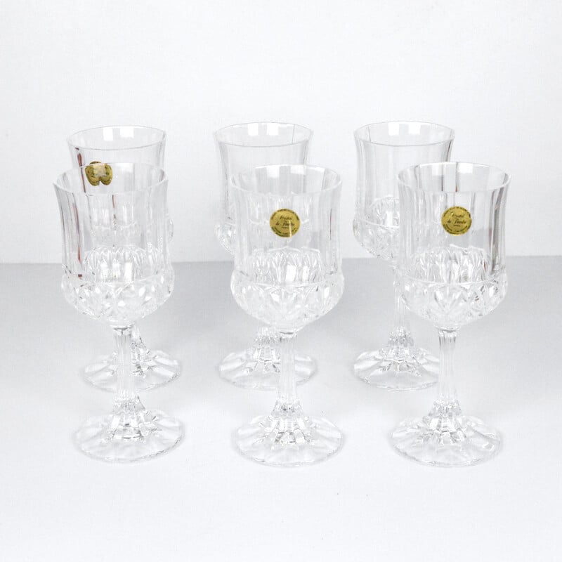 Set di 6 bicchieri da vino vintage in cristal de Flandre, Francia anni '80