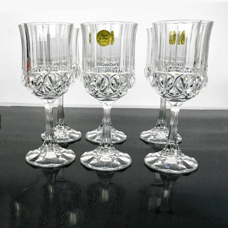 Set di 6 bicchieri da vino vintage in cristal de Flandre, Francia anni '80