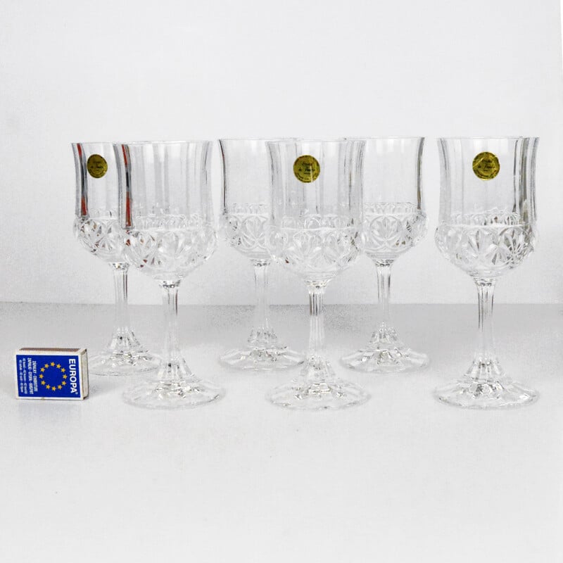 Set di 6 bicchieri da vino vintage in cristal de Flandre, Francia anni '80