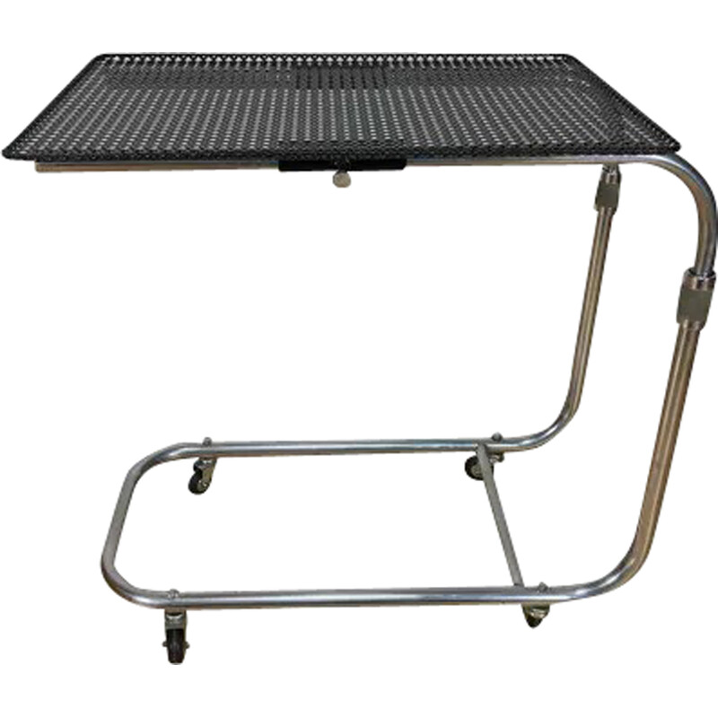 Vintage modular serving cart in perforated sheet metal and chrome, 1950s