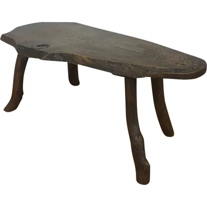 Mesa de centro vintage de madera en bruto