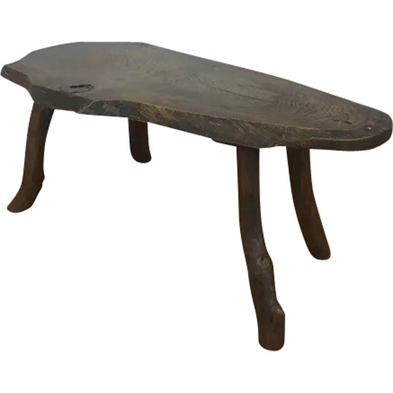 Table basse vintage en bois brut