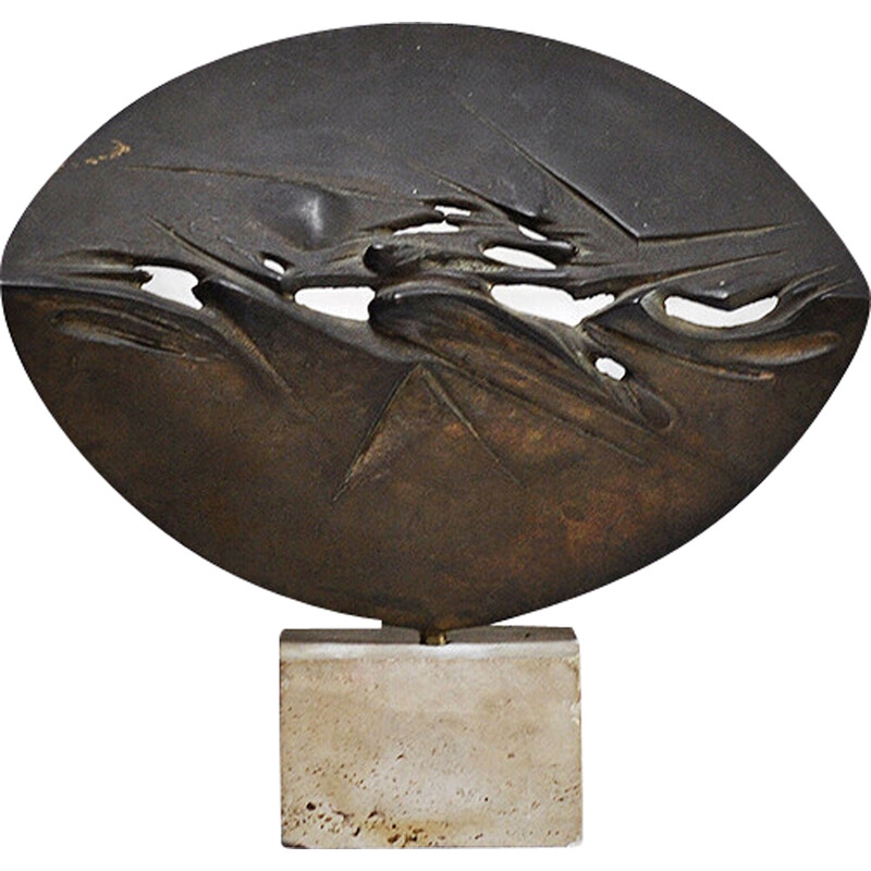 Vintage abstract bronze sculpture by Franco Ciuti, Italy 1970s