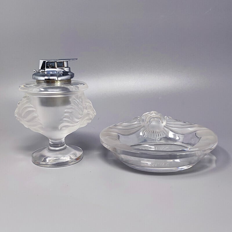 Vintage smoking set by Lalique, France 1970s