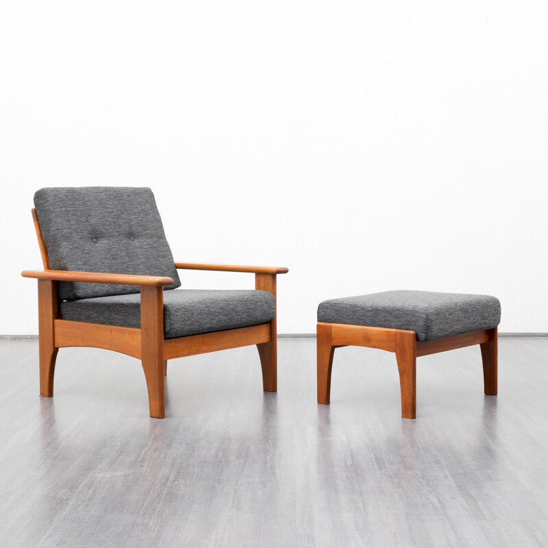 Scandinavian armchair and its ottoman - 1960s