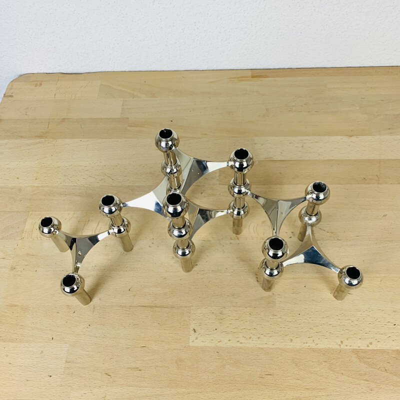 Set of 6 vintage metal candlesticks by Hans Nagel and Werner Stoff, 1960s