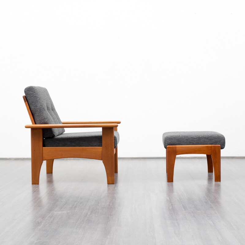 Scandinavian armchair and its ottoman - 1960s