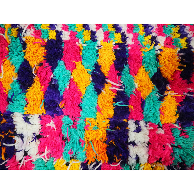 Vintage Berberteppich aus mehrfarbiger Wolle, Marokko 1980-1990