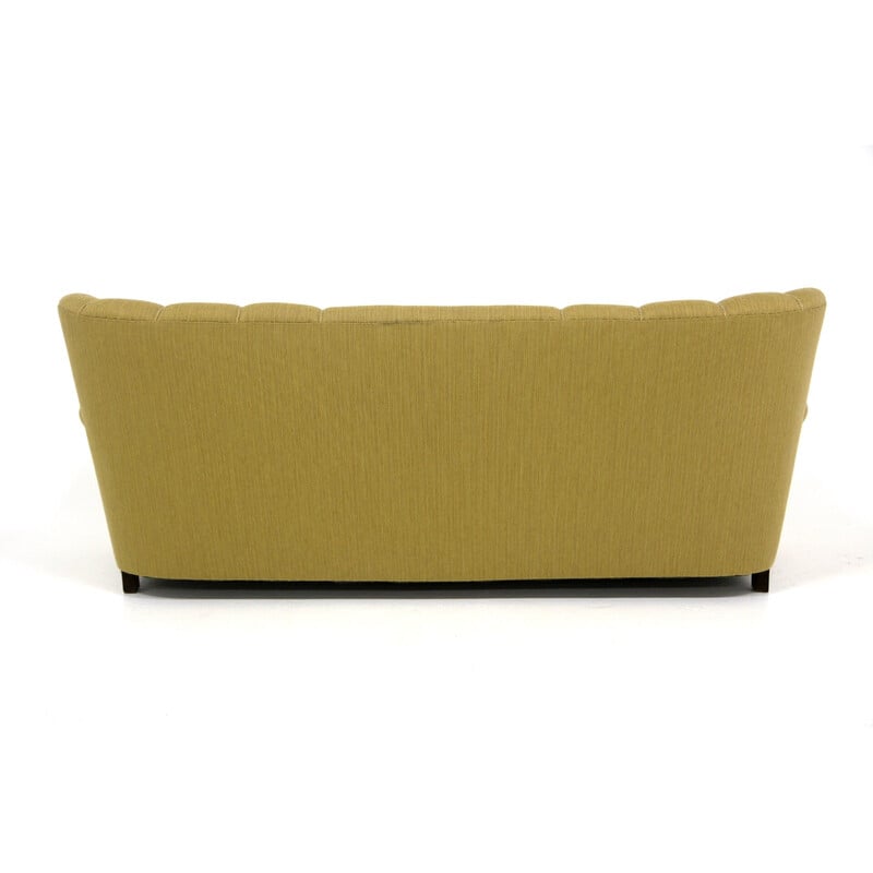 Vintage sofa in beech and green fabric, Sweden 1940s