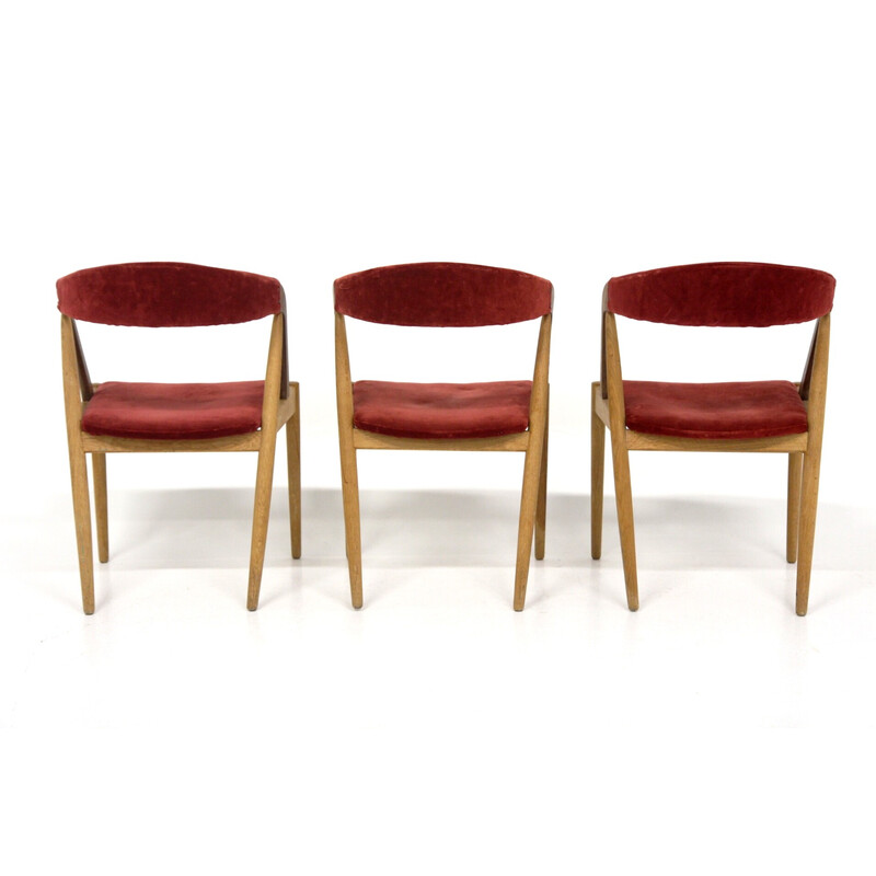 Set van 3 vintage teakhouten stoelen van Kai Kristiansen voor Schou Andersen Møbelfabrik, Denemarken 1960