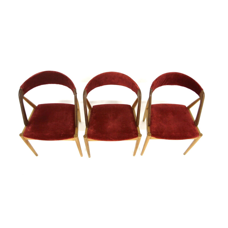 Ensemble de 3 chaises vintage en teck par Kai Kristiansen pour Schou Andersen Møbelfabrik, Danemark 1960