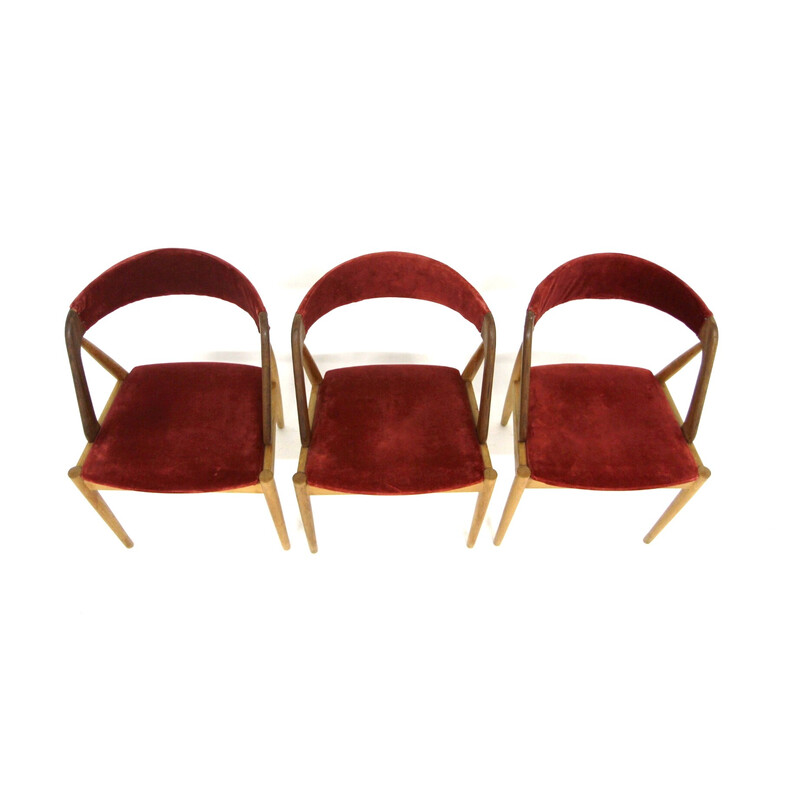 Set of 3 vintage teak chairs by Kai Kristiansen for Schou Andersen Møbelfabrik, Denmark 1960s