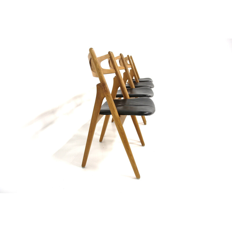 Ensemble de 4 chaises vintage en teck "Sawbuck Ch29" par Hans J. Wegner pour Carl Hansen et Søn, 1960