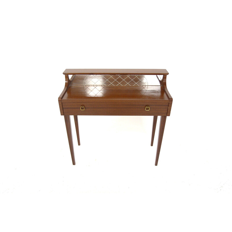 Vintage mahogany console by Glas and Trä, Sweden 1950