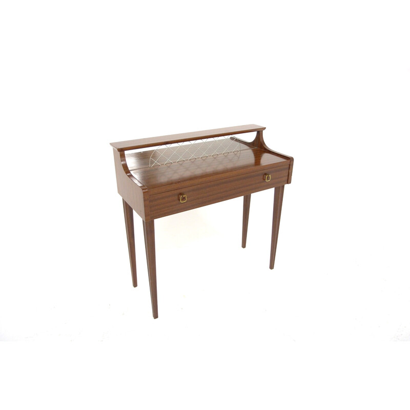 Vintage mahogany console by Glas and Trä, Sweden 1950