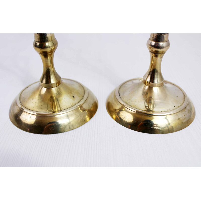 Pair of vintage Italian brass candlestick, 1970