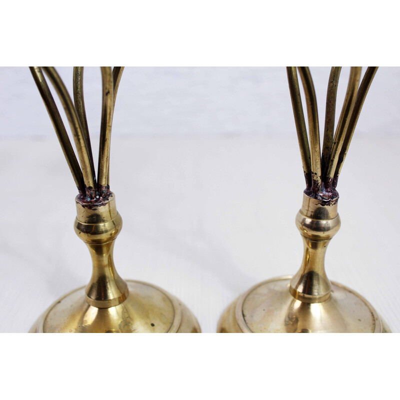 Pair of vintage Italian brass candlestick, 1970