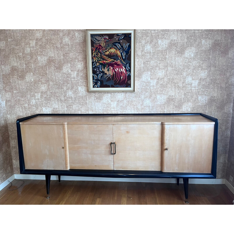Vintage sycamore and lacquered wood sideboard by Charles Ramos, 1950