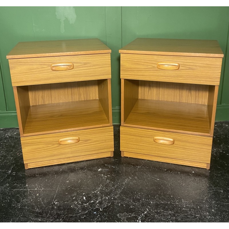 Pair of mid-century Danish double drawer night stands, 1970s