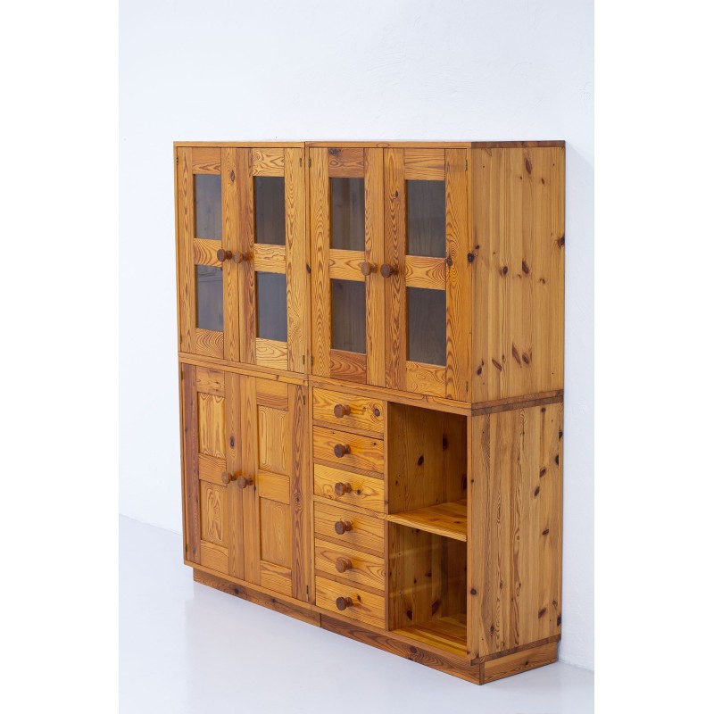 Set of 4 vintage solid pine storage cabinets for Luxus, Sweden 1960s