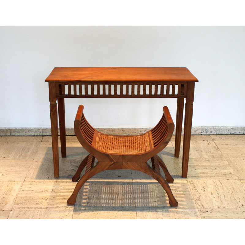 Vintage console with stool in teak
