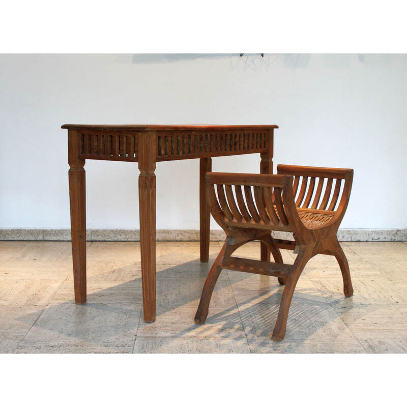 Vintage console with stool in teak