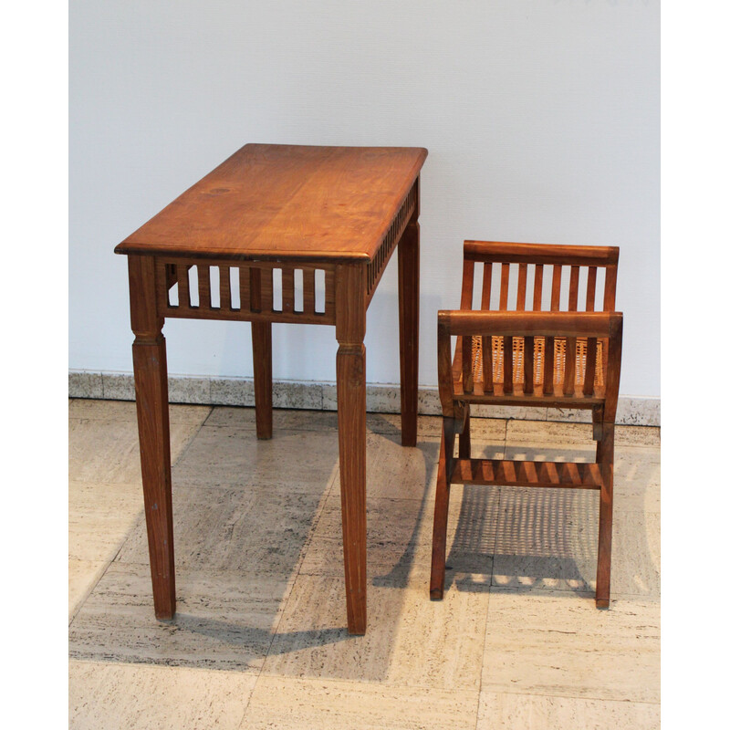 Vintage console with stool in teak