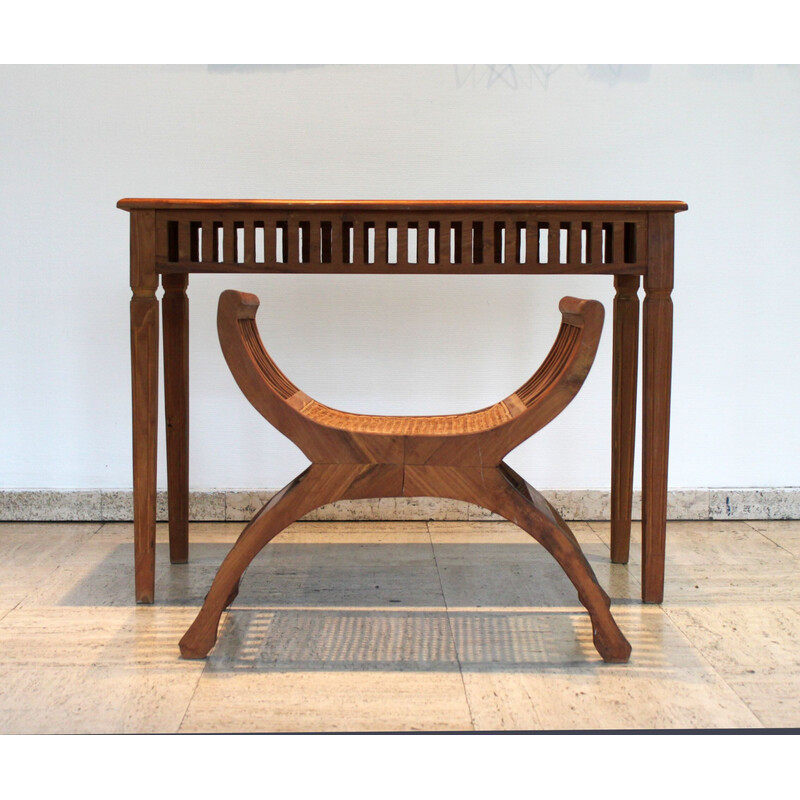 Vintage console with stool in teak