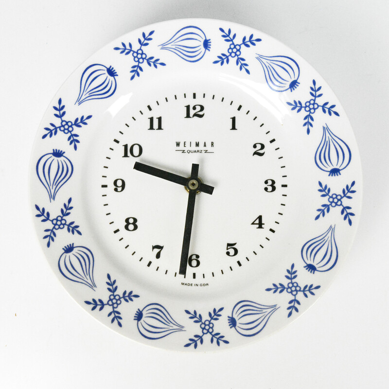 Vintage ceramic wall clock for Weimar, Germany 1970s