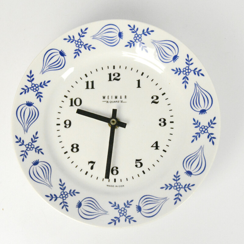 Vintage ceramic wall clock for Weimar, Germany 1970s