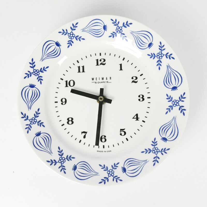 Vintage ceramic wall clock for Weimar, Germany 1970s