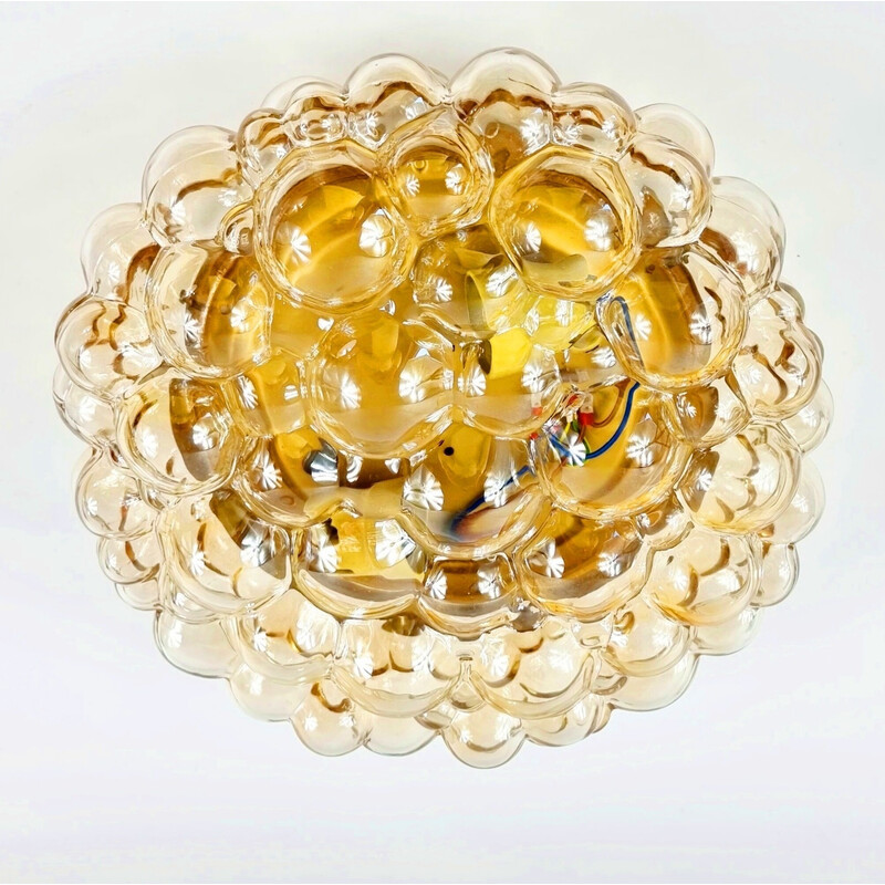 Vintage amber bubble glass ceiling lamp by Helena Tynell for Limburg, Germany 1970s