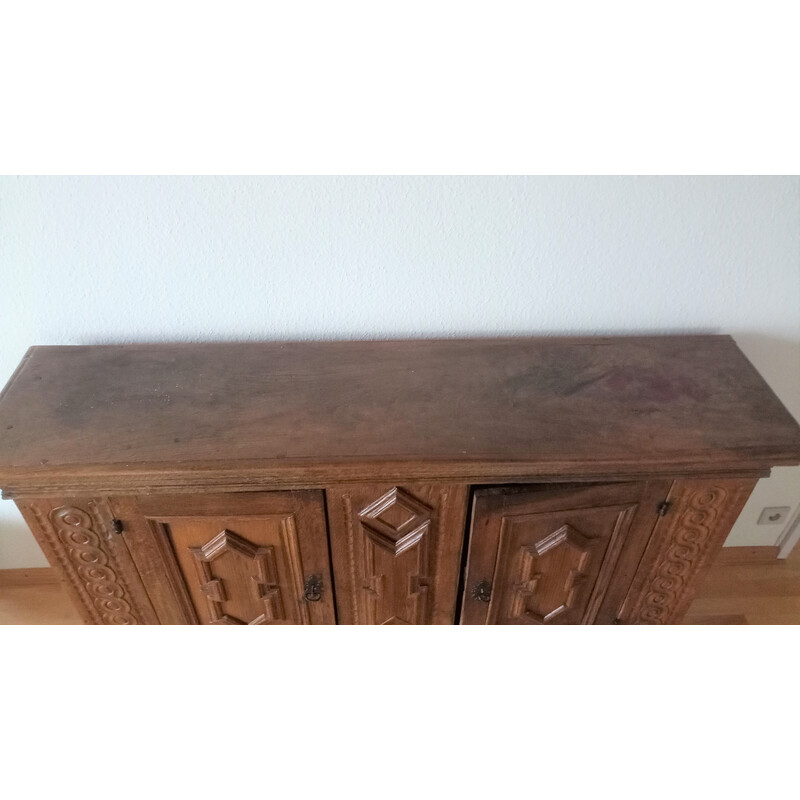 Vintage "baroque" sideboard in solid oakwood