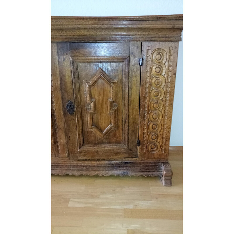 Vintage "baroque" sideboard in solid oakwood