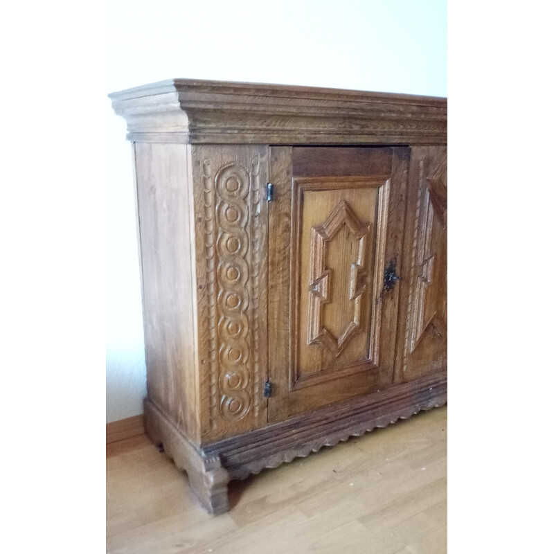 Vintage "baroque" sideboard in solid oakwood