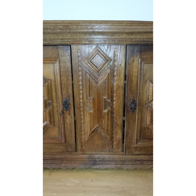 Vintage "baroque" sideboard in solid oakwood