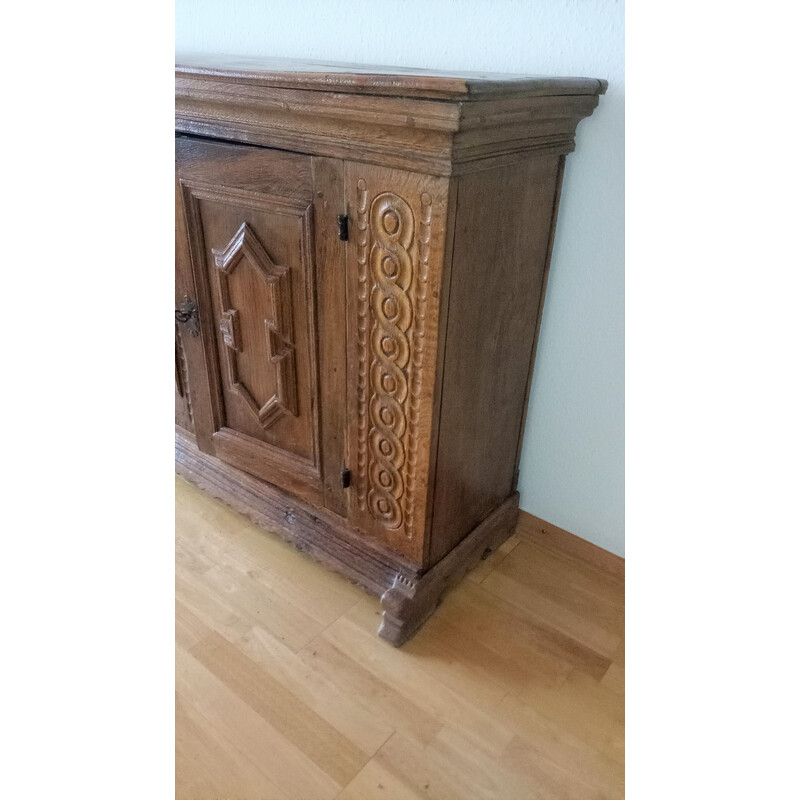 Credenza "barocca" d'epoca in legno di rovere massiccio