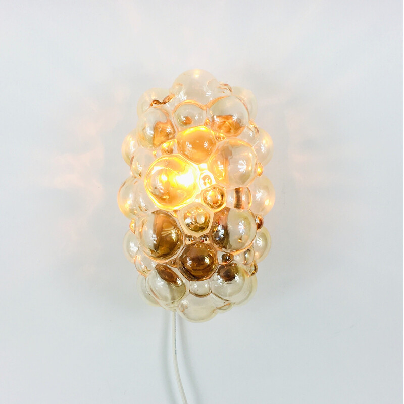 Vintage amber bubbelglas wandlamp door Helena Tynell voor Limburg, Duitsland 1960