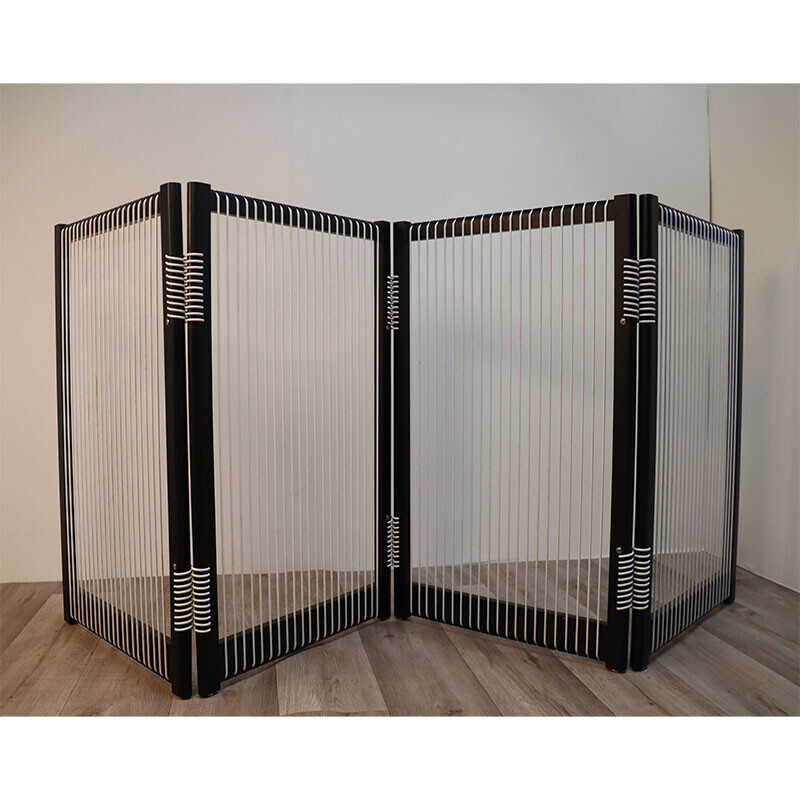 Vintage screen in black lacquered teak by Georges Tigien, 1960s