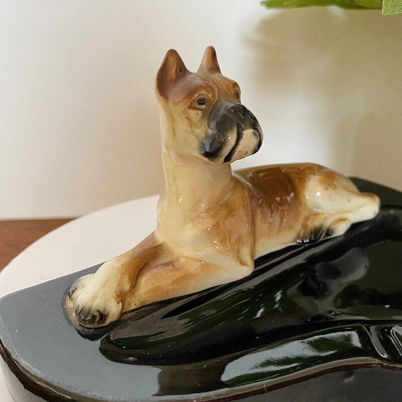 Posacenere per cani in terracotta Art Deco vintage