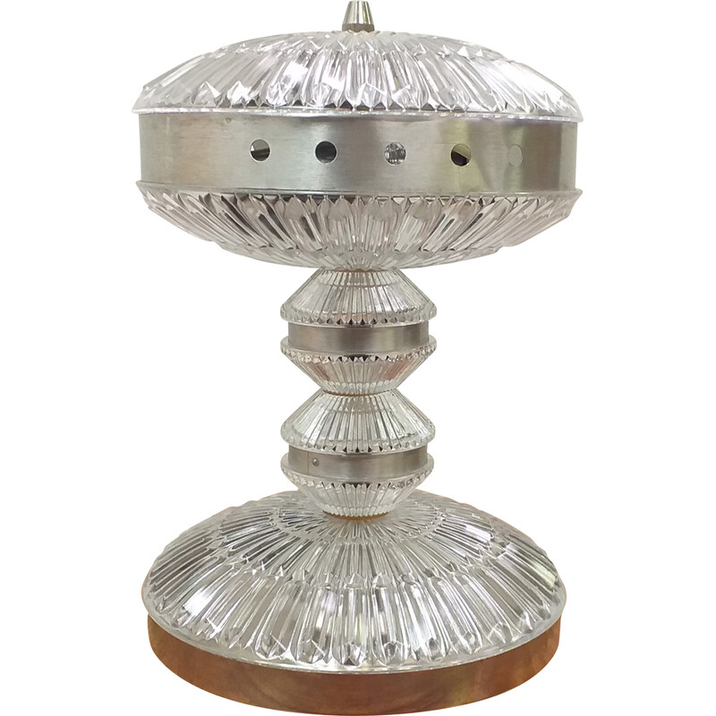 Vintage glass table lamp, Czechoslovakia 1970s