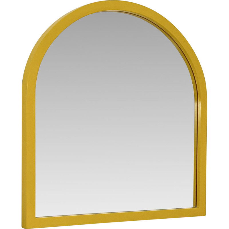 Vintage mirror with yellow frame by Anna Castelli Ferrieri for Kartell, 1980s