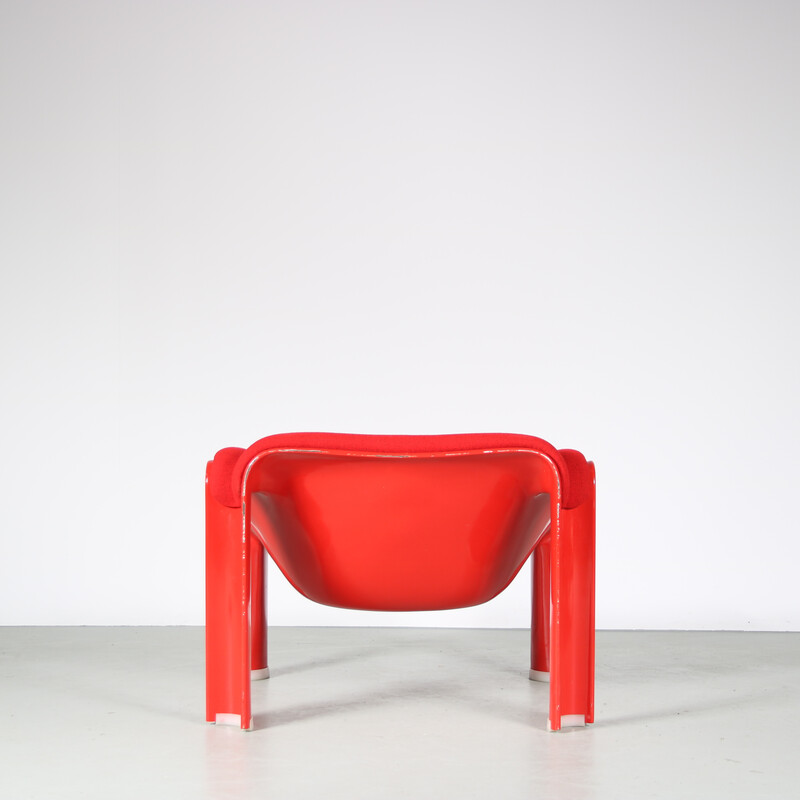 Vintage red plastic lounge chair by Pierre Paulin for Artifort, Netherlands 1970s